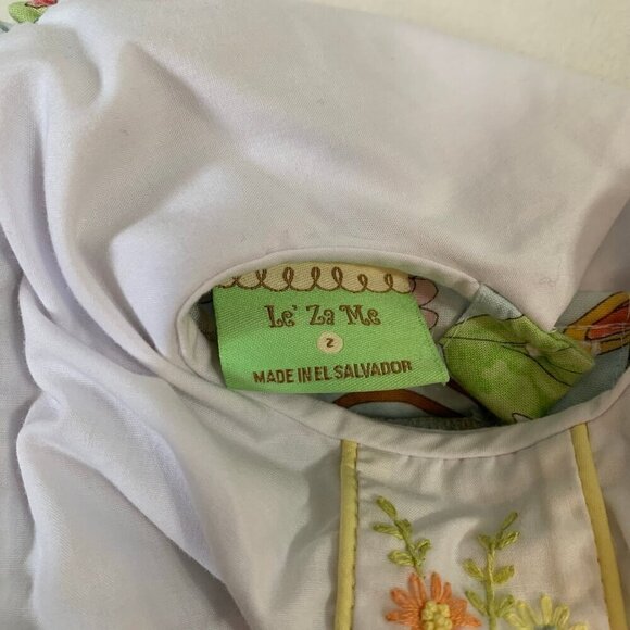 Le' Za Me luxury cutton peter pan collar square floral flowy knee length dress - Picture 5 of 7